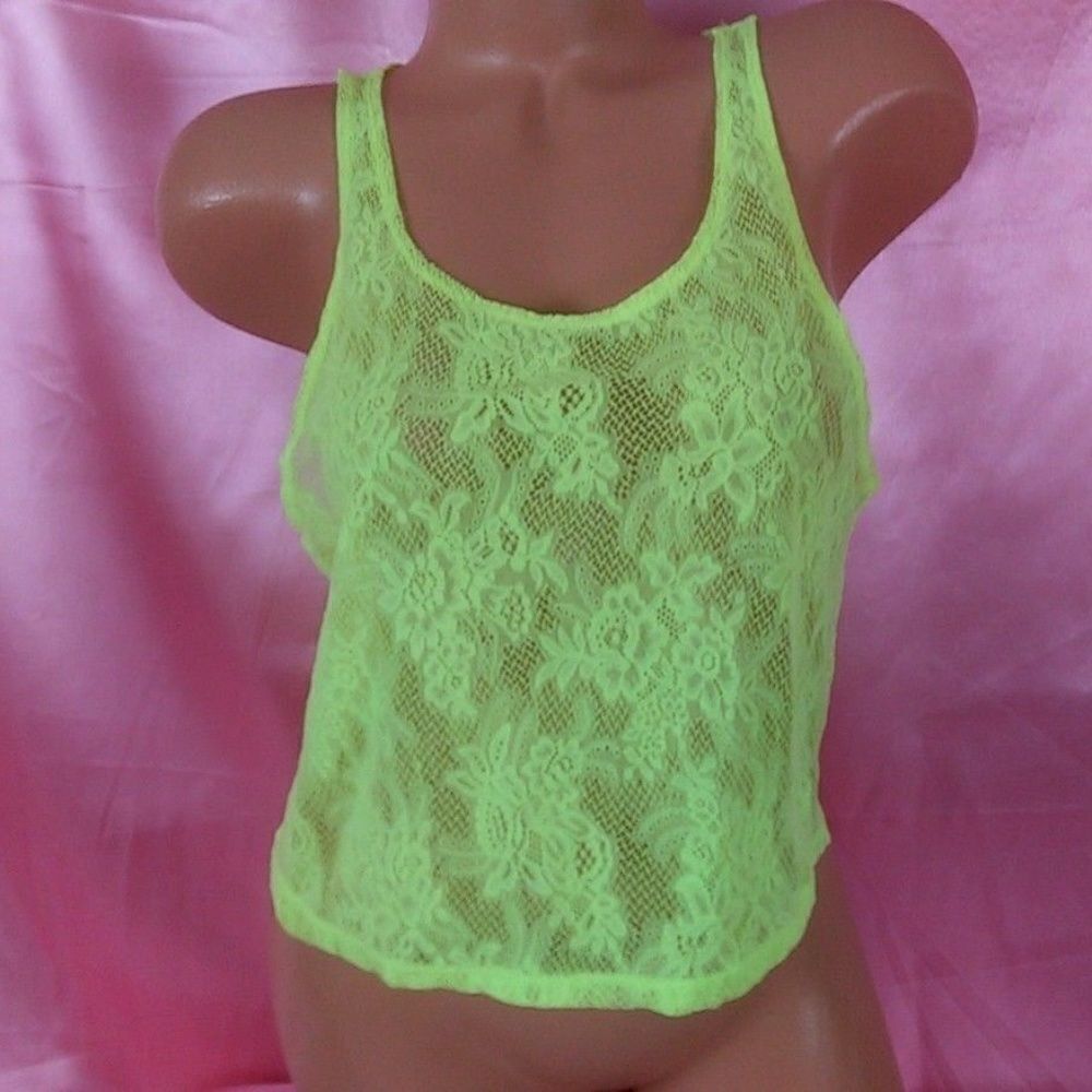 1247 XSMALL  VS PINK  Lace Yellow Swim Cover NWT